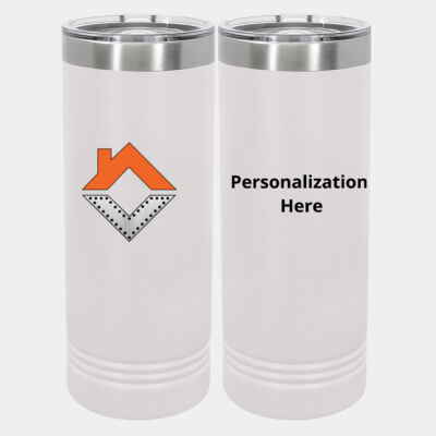 VCT - 20 oz Stainless White Skinny Tumbler with Stainless Straw and Lid Thumbnail