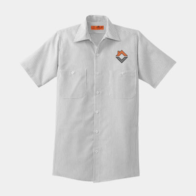 VCT Embroidered  - Short Sleeve Striped Industrial Work Shirt Thumbnail