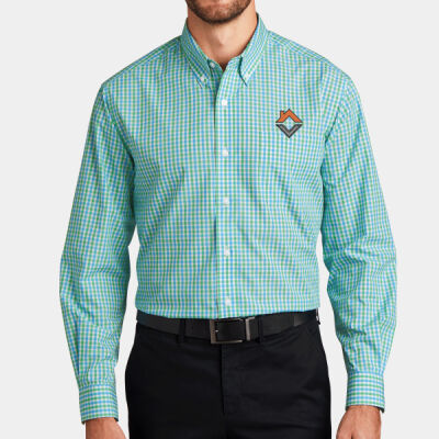 VCT Embroidered  - Long Sleeve Gingham Easy Care Shirt Thumbnail