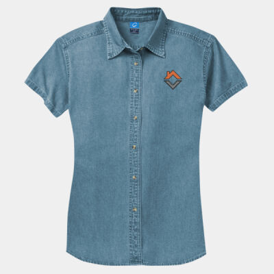 VCT Embroidered  - Ladies Short Sleeve Value Denim Shirt Thumbnail